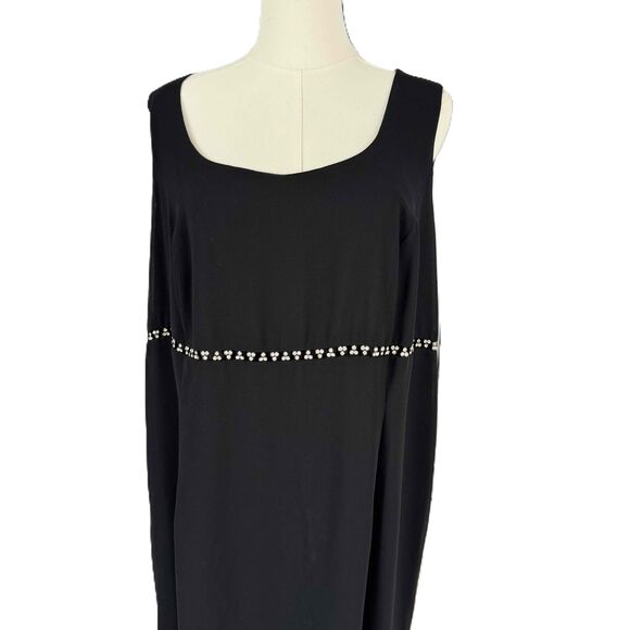 After Dark Black Rhinestone Square Neck Maxi Formal Dress Minimalist Simple Plus - Picture 5 of 15